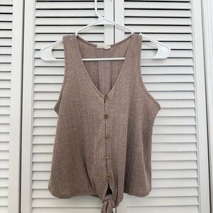 Sienna Sky Brown Tie-Front Tank Top